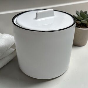 Hearth & Hand by Magnolia White Stoneware Bath Storage Jar with Black Rim